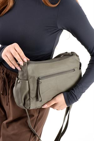 Suni Deri Omuz Çantası Gri (Model: 571-13-10M) 