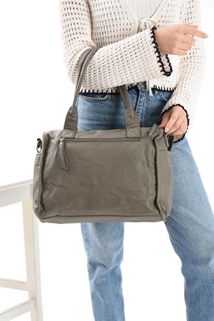 Suni Deri Omuz Çantası Gri (Model: 571-13-10P) 