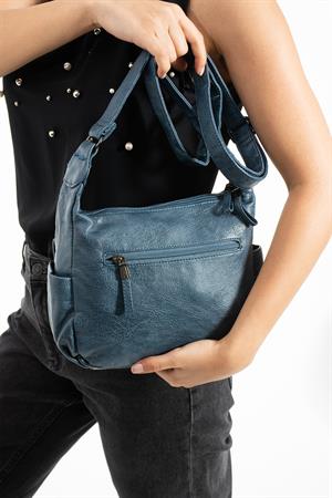 Suni Deri Omuz Çantası Mavi (Model: 571-13-13J) 