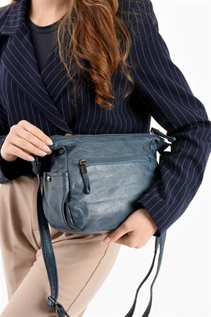 Suni Deri Omuz Çantası Mavi (Model: 571-13-13H) 