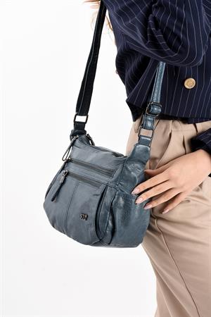 Suni Deri Omuz Çantası Mavi (Model: 571-13-13H) 