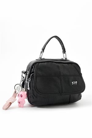 İki Fonksiyonlu Suni Deri Omuz, El Çantası Siyah (Model: 571-13-17I) 