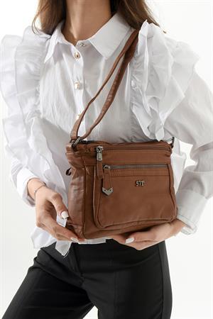 Suni Deri Omuz Çantası Taba (Model: 571-13-10J) 