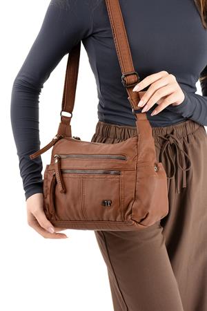 Suni Deri Omuz Çantası Taba (Model: 571-13-10M) 
