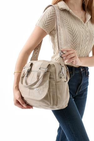 İki Fonksiyonlu Suni Deri Omuz, El Çantası Vizon (Model: 571-13-17L) 