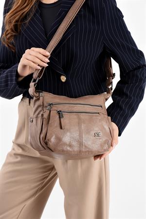 Suni Deri Omuz Çantası Vizon (Model: 571-13-13H) 