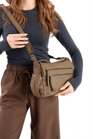 Suni Deri Omuz Çantası Vizon (Model: 571-13-10M) 