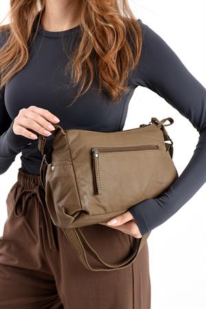 Suni Deri Omuz Çantası Vizon (Model: 571-13-10M) 