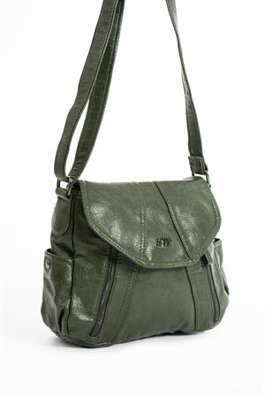 Suni Deri Omuz Çantası Yeşil (Model: 571-13-13N) 