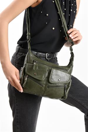 Suni Deri Omuz Çantası Yeşil (Model: 571-13-13J) 