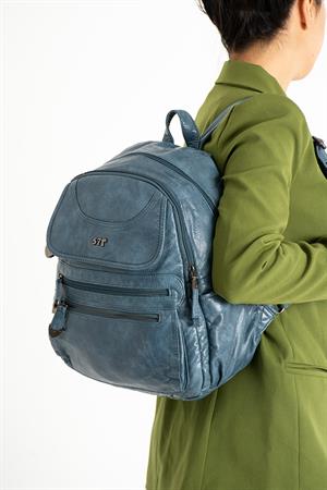 Suni Deri Sırt Çantası Mavi (Model: 571-11-12G)