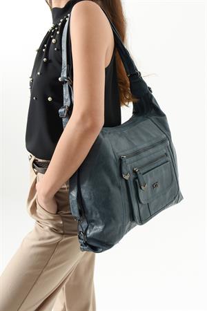 Suni Deri Sırt Çantası Mavi (Model: 571-13-13M)