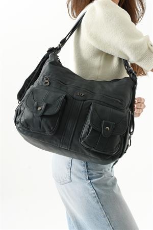 Suni Deri Sırt Çantası Mavi (Model: 571-13-10B)