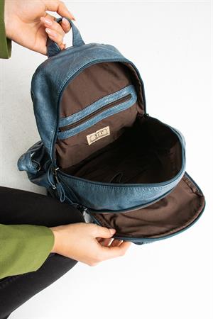 Suni Deri Sırt Çantası Mavi (Model: 571-11-12G)