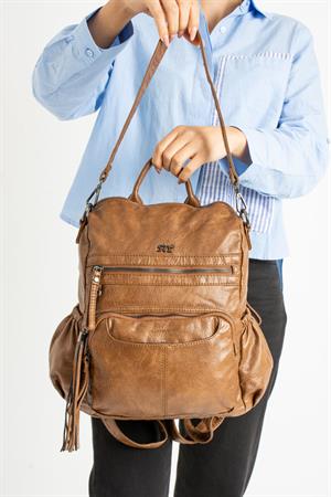 Suni Deri Sırt Çantası Taba (Model: 571-9-12B)