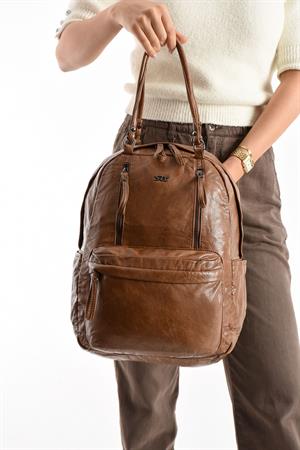 Suni Deri Sırt Çantası Taba (Model: 571-11-12J)