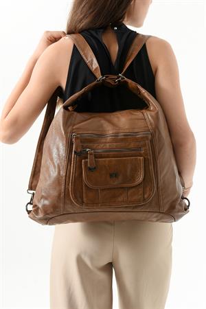 Suni Deri Sırt Çantası Taba (Model: 571-13-13M)