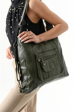 Suni Deri Sırt Çantası Yeşil (Model: 571-13-13M)