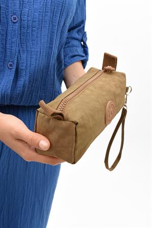Tek Bölmeli Kalemlik (Yıkanabilir ve Su Geçirmez, makyaj çantası ) Taba (Model: 571-15H)
