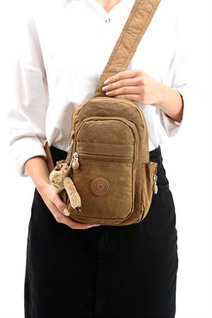 İki Bölmeli Unisex Göğüs (Bodybag) Çantası Taba (Model: 571-8B) 