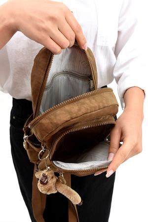 İki Bölmeli Unisex Göğüs (Bodybag) Çantası Taba (Model: 571-8B) 