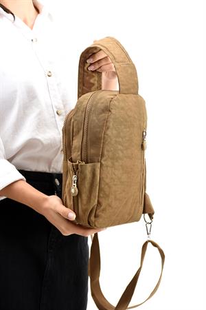 İki Bölmeli Unisex Göğüs (Bodybag) Çantası Taba (Model: 571-8B) 