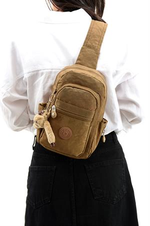 İki Bölmeli Unisex Göğüs (Bodybag) Çantası Taba (Model: 571-8B) 
