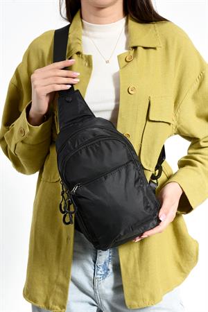 Üç Bölmeli Unisex Göğüs (Bodybag) Çantası Siyah (Model: 571-9N) 