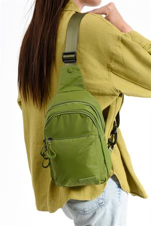 Üç Bölmeli Unisex Göğüs (Bodybag) Çantası Açık Yeşil (Model: 571-9N) 