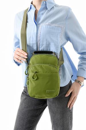 Üç Bölmeli Unisex Göğüs (Bodybag) - El Çantası Açık Yeşil (Model: 571-9P) 