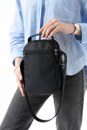 Üç Bölmeli Unisex Göğüs (Bodybag) - El Çantası Siyah (Model: 571-9P) 