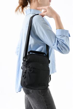 Üç Bölmeli Unisex Göğüs (Bodybag) - El Çantası Siyah (Model: 571-9P) 
