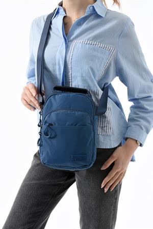 Üç Bölmeli Unisex Göğüs (Bodybag) - El Çantası Mavi (Model: 571-9P) 