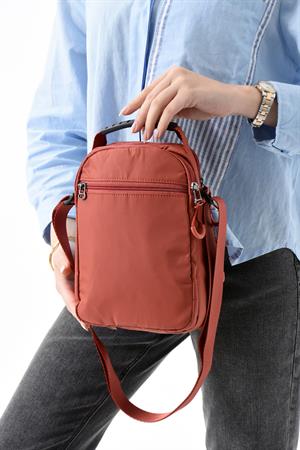 Üç Bölmeli Unisex Göğüs (Bodybag) - El Çantası Kiremit (Model: 571-9P) 