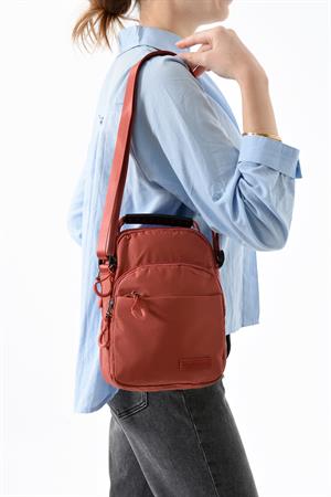 Üç Bölmeli Unisex Göğüs (Bodybag) - El Çantası Kiremit (Model: 571-9P) 