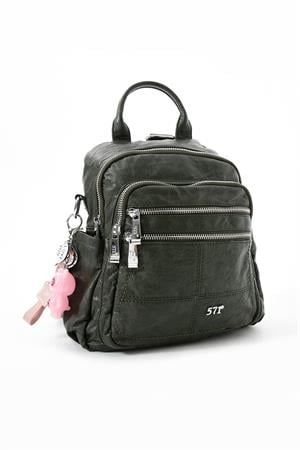 Üç Fonksiyonlu Suni Deri Sırt, Omuz, ve El Çantası Yeşil (Model: 571-13-17C)