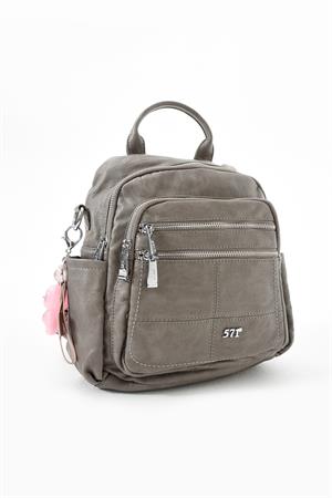 Üç Fonksiyonlu Suni Deri Sırt, Omuz, ve El Çantası Gri (Model: 571-13-17C)