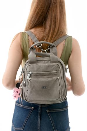 Üç Fonksiyonlu Suni Deri Sırt, Omuz, ve El Çantası Gri (Model: 571-13-17K)