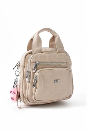 Üç Fonksiyonlu Suni Deri Sırt, Omuz, ve El Çantası Vizon (Model: 571-13-17K)