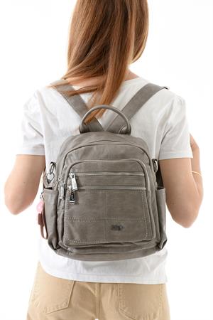 Üç Fonksiyonlu Suni Deri Sırt, Omuz, ve El Çantası Gri (Model: 571-13-17C)