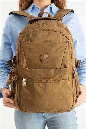 Ultra Hafif Çok Cepli Krinkıl Sırt Çantası Taba (Model: 571-3A)