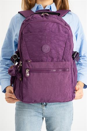 Ultra Hafif Çok Cepli Krinkıl Sırt Çantası Mor (Model:571-3A)