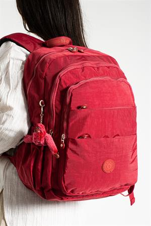 Ultra Hafif Çok Cepli Krinkıl Sırt Çantası Kırmızı (Model: 571-2B)