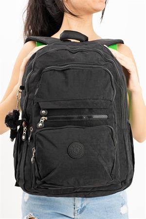 Ultra Hafif Çok Cepli Krinkıl Sırt Çantası Unisex Siyah (Model: 571-3B)