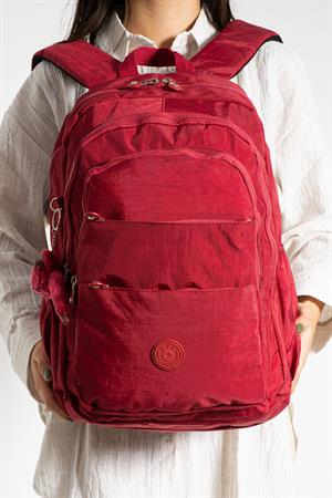 Ultra Hafif Çok Cepli Krinkıl Sırt Çantası Kırmızı (Model: 571-2B)