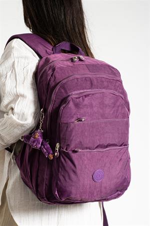 Ultra Hafif Çok Cepli Krinkıl Sırt Çantası Mor (Model: 571-2B)