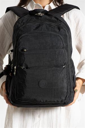 Ultra Hafif Çok Cepli Krinkıl Sırt Çantası Unisex Siyah (Model: 571-2B)