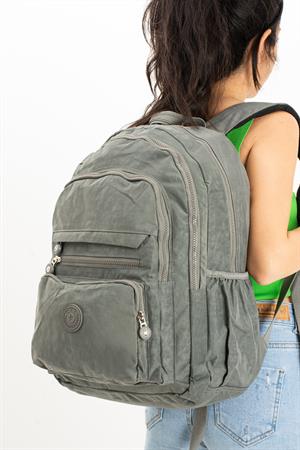 Ultra Hafif Çok Cepli Krinkıl Sırt Çantası Unisex Gri (Model: 571-3B)