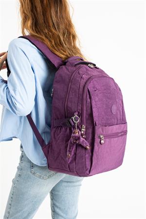 Ultra Hafif Çok Cepli Krinkıl Sırt Çantası Mor (Model:571-3A)