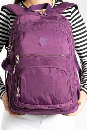 Ultra Hafif Çok Cepli Krinkıl Sırt Çantası Mor (Model: 571-2C)